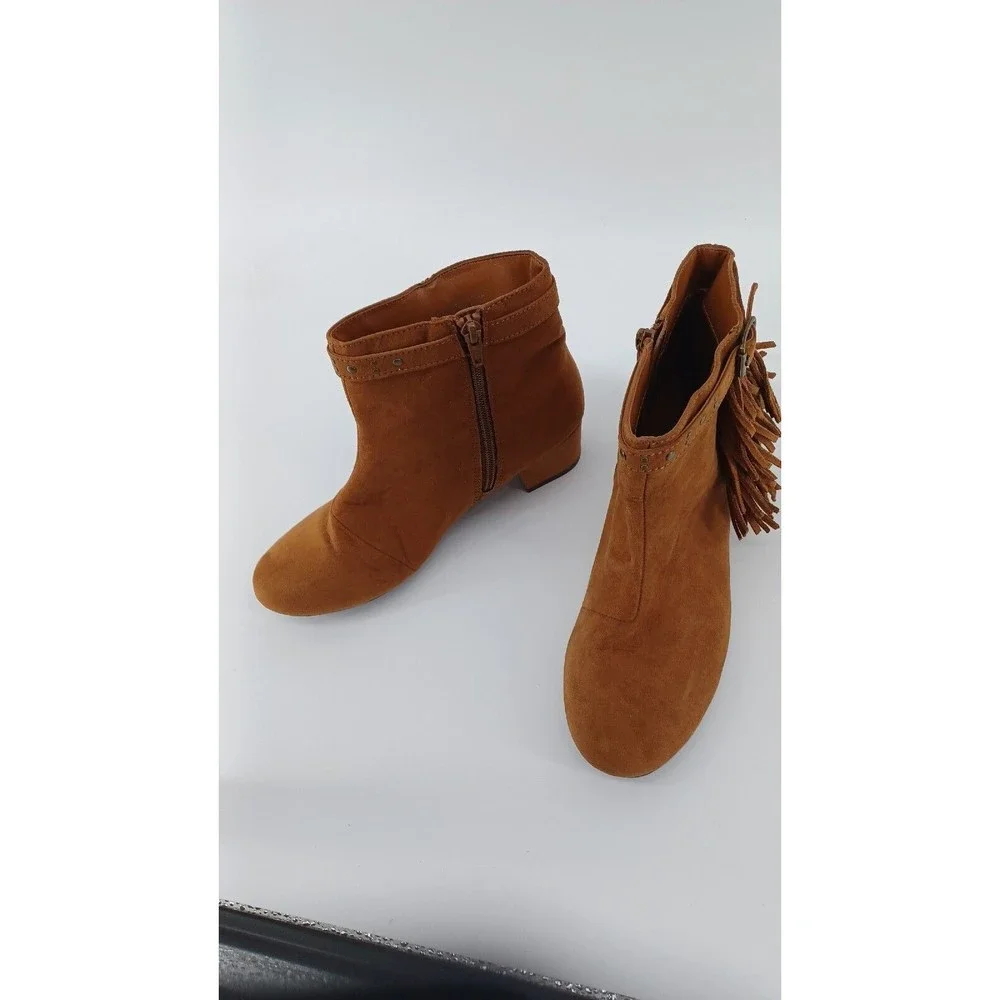 Children place Girls Boots Tan Fringe Gold Studded Size 5